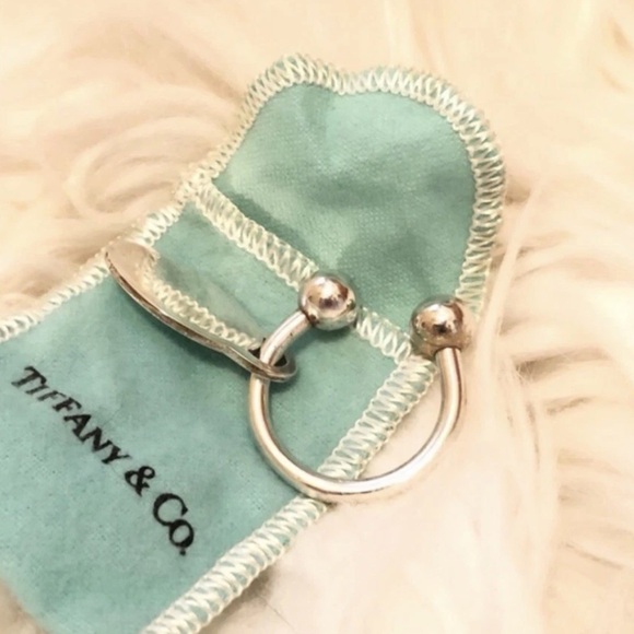Tiffany & Co Sterling Silver 925 Horseshoe Oval Tag Screwball Key Ring 2001 - Picture 1 of 4